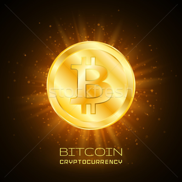 Bitcoin. Physical bit coin. Digital currency. Cryptocurrency. Golden coin with bitcoin symbol Stock photo © olehsvetiukha