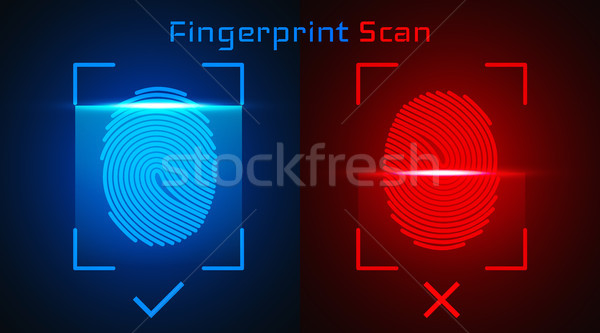 Stock photo: Electronic fingerprint scan. Passed and not passed authorization