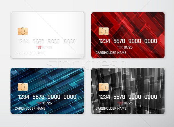 Stockfoto: Creditcard · realistisch · gedetailleerd · creditcards · ingesteld