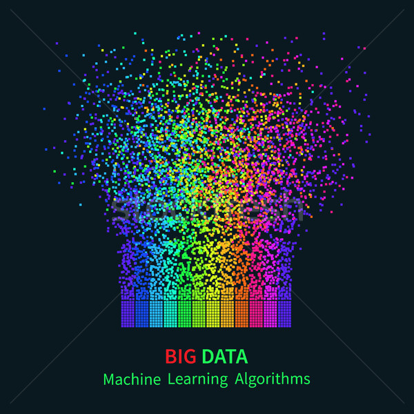 BIG DATA Machine Learning Algorithms. Analysis of Information Minimalistic Infographics Design. Scie Stock photo © olehsvetiukha