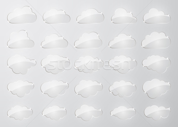 Clouds silhouettes. Vector set of glass clouds shapes. Collection of various forms and contours. Des Stock photo © olehsvetiukha