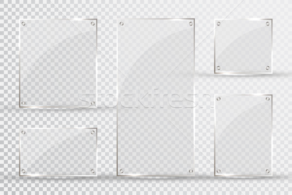 Glass plates are installed. Vector glass banners on a transparent background. Glass. Glass paintings Stock photo © olehsvetiukha