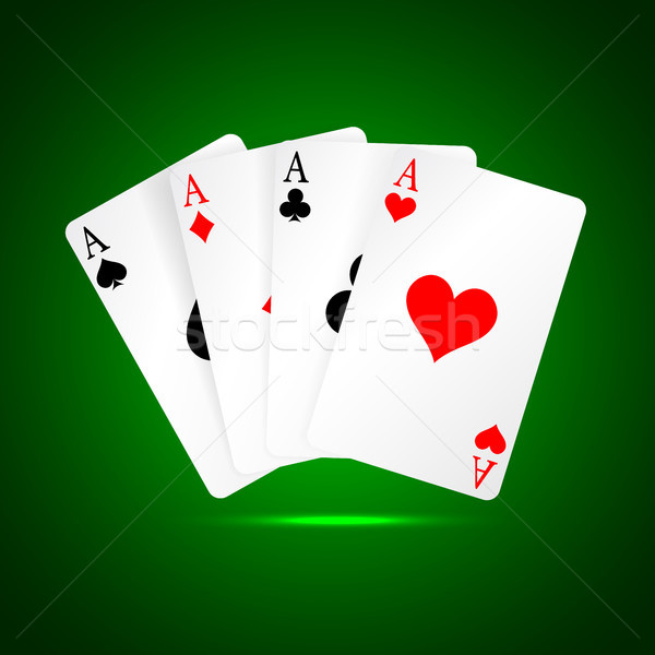 Set of four aces playing cards suits. Winning poker hand. Set of hearts, spades, clubs and diamonds  Stock photo © olehsvetiukha
