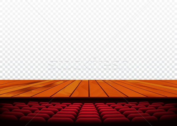 Theater or cinema stage with wooden floor and armchair. Vector Stock photo © olehsvetiukha