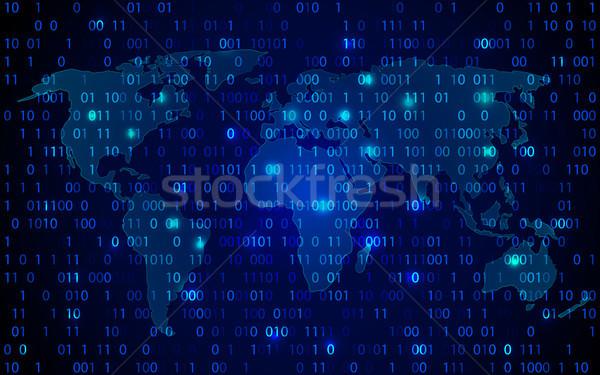 Világtérkép technológia titkosítás bináris szám kód Stock fotó © olehsvetiukha