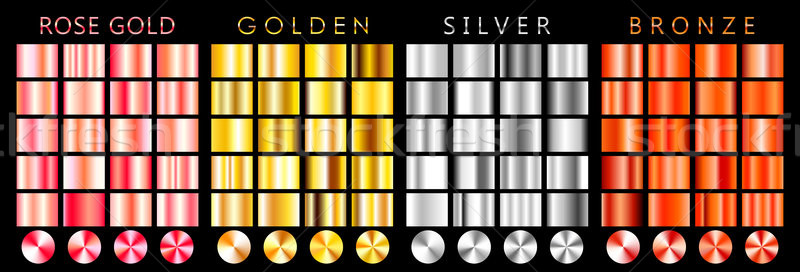 Rose gold, golden, silver, bronze gradient,pattern,template.Set of colors for design,collection of h Stock photo © olehsvetiukha