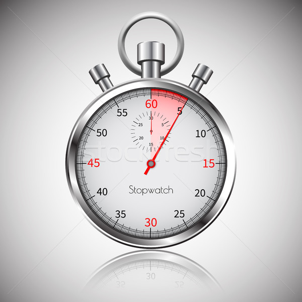 5 seconds. Silver realistic stopwatch with reflection. Vector Stock photo © olehsvetiukha