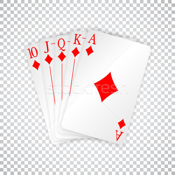 A royal straight flush playing cards poker hand in diamonds Stock photo © olehsvetiukha