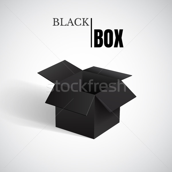 Foto stock: Abrir · caixa · preto · cartão · vetor · recipiente