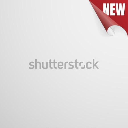 New Paper Sheet With Red Curled Corner. Vector Stock photo © olehsvetiukha