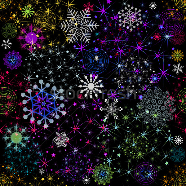 Sem costura colorido teste padrão do natal estrelas flocos de neve Foto stock © OlgaDrozd