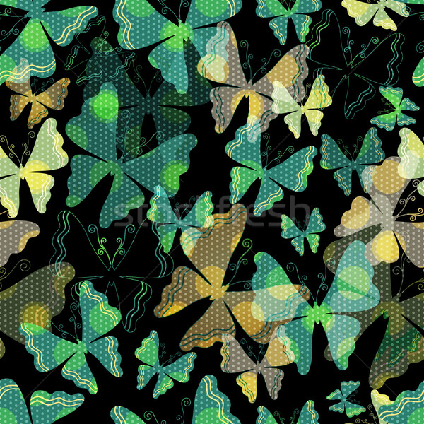 Dark seamless pattern with  transparent butterflies Stock photo © OlgaDrozd
