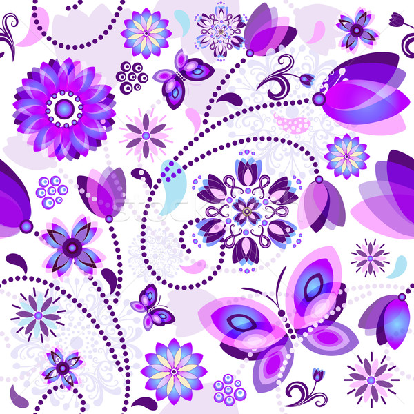 Stockfoto: Naadloos · voorjaar · patroon · violet · Blauw