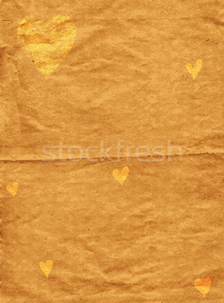 Alten fleckig Grunge Papier Gold Herzen Stock foto © OlgaDrozd
