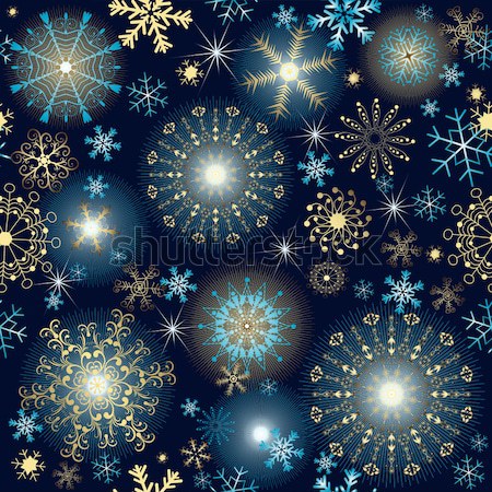 Stockfoto: Naadloos · helling · kerst · patroon · vintage · sneeuwvlokken · vector