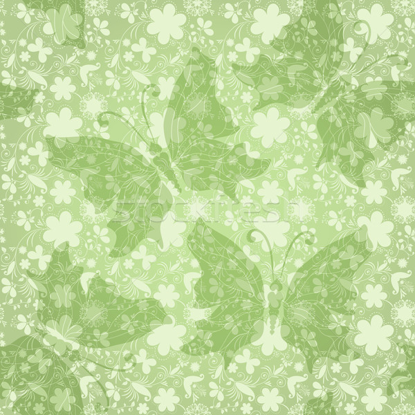 зеленый нежный цветочный шаблон бесшовный прозрачный Сток-фото © OlgaDrozd