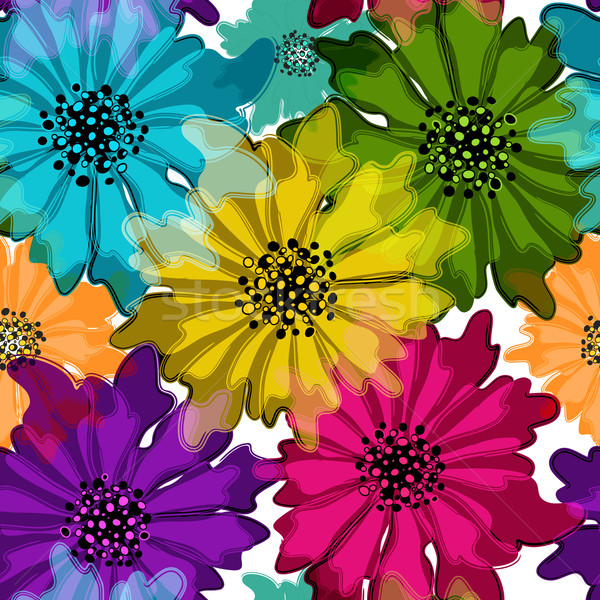 бесшовный цветочный шаблон весны яркий полупрозрачный Сток-фото © OlgaDrozd