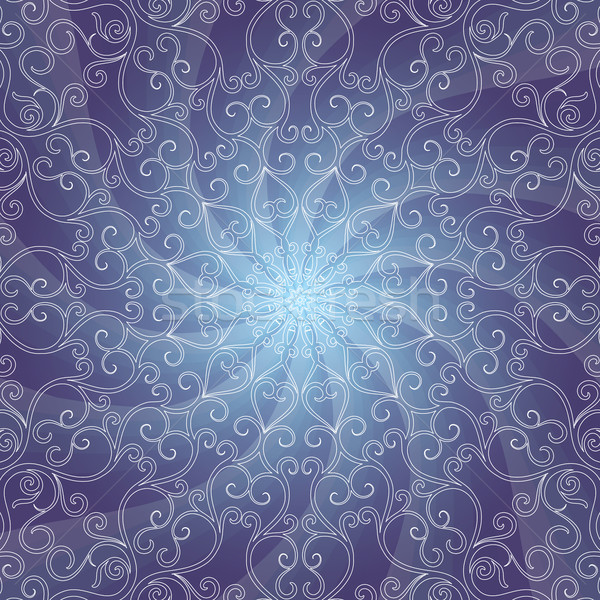 Mavi bağbozumu çerçeve rays mandala vektör Stok fotoğraf © OlgaDrozd