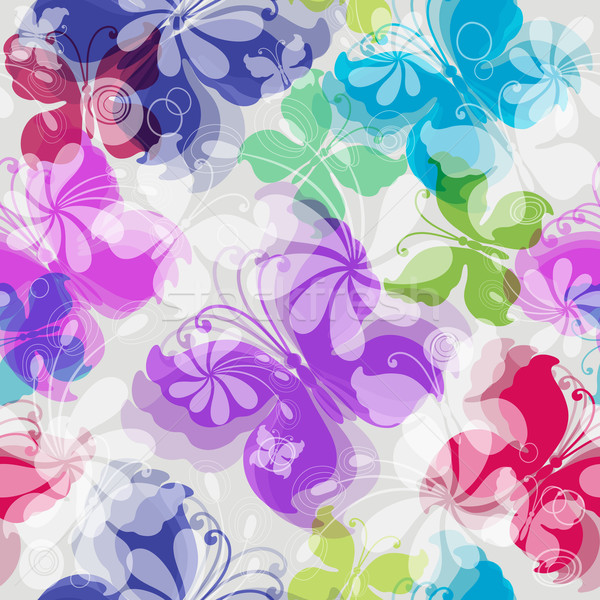 Seamless floral pattern with butterflies Stock photo © OlgaDrozd