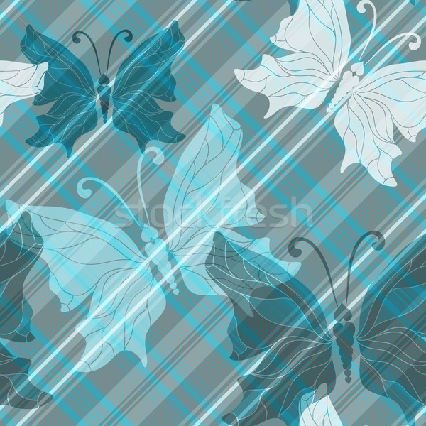 Seamless gray pattern with butterflies Stock photo © OlgaDrozd