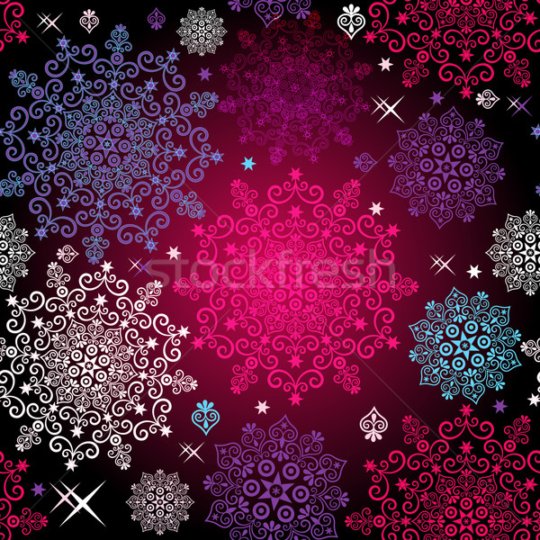 Sem costura colorido teste padrão do natal flocos de neve estrelas Foto stock © OlgaDrozd