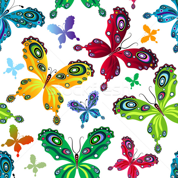 Patrón blanco colorido mariposas Foto stock © OlgaDrozd