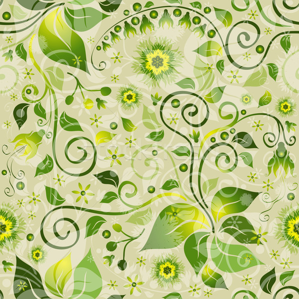 Seamless green floral pattern Stock photo © OlgaDrozd