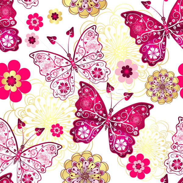 Vintage Mariposas Flores Vector Flor Ilustracion Vectorial C Olga Drozdova Olgadrozd 7346343 Stockfresh