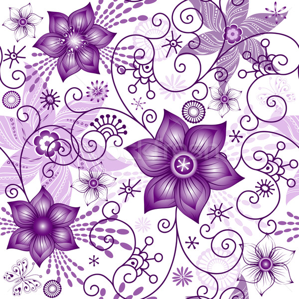 Seamless spring white-violet pattern Stock photo © OlgaDrozd