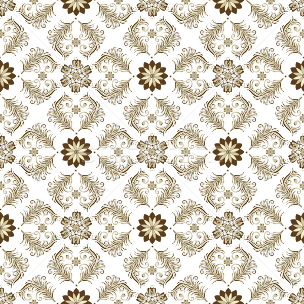 Foto d'archivio: Senza · soluzione · di · continuità · vintage · pattern · rosolare · bianco · floreale