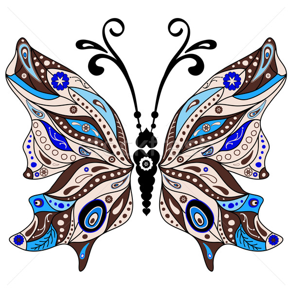 Décoratif Fantasy papillon brun bleu isolé [[stock_photo]] © OlgaDrozd