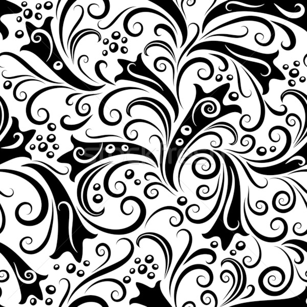 бесшовный цветочный графических шаблон белый черный Сток-фото © OlgaDrozd