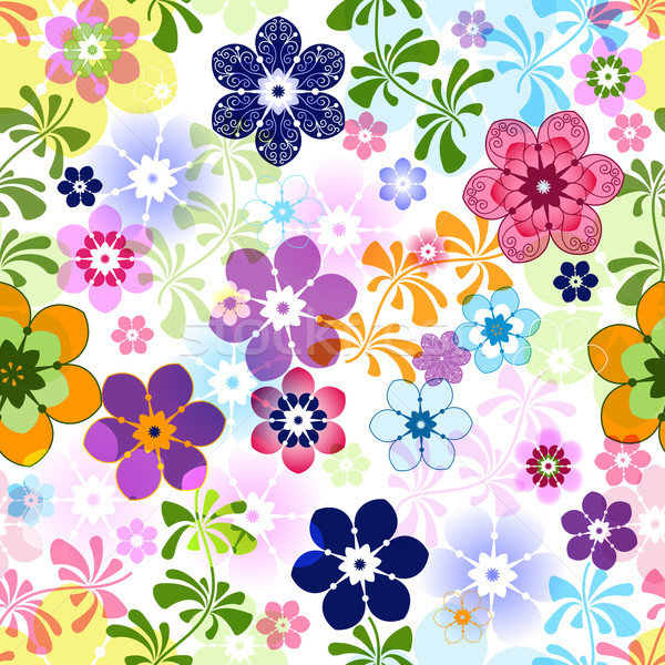 Printemps coloré floral modèle transparent [[stock_photo]] © OlgaDrozd