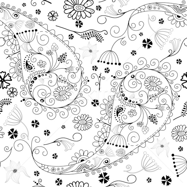 White and black seamless floral pattern Stock photo © OlgaDrozd