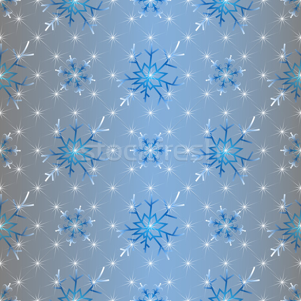 Foto stock: Sem · costura · teste · padrão · do · natal · gradiente · flocos · de · neve · branco · estrelas