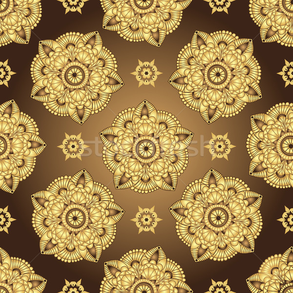 Vintage brown-gold seamless pattern Stock photo © OlgaDrozd