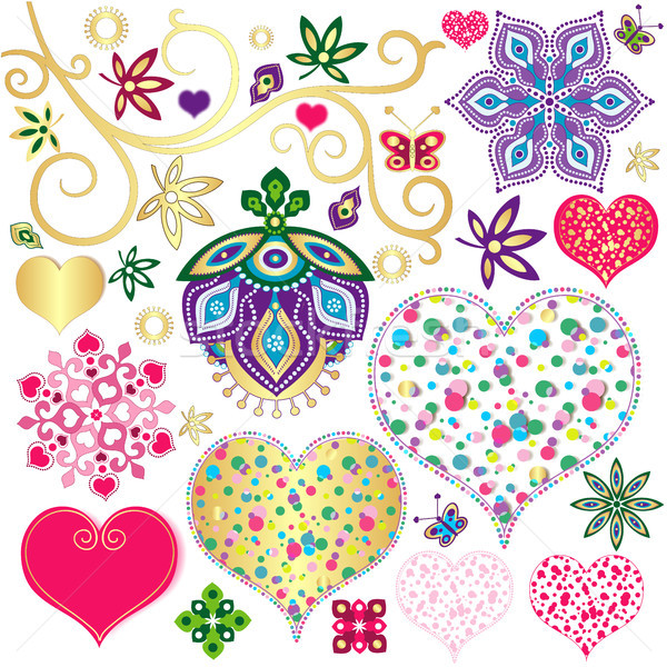 Ingesteld kleurrijk ontwerp communie harten geïsoleerd Stockfoto © OlgaDrozd
