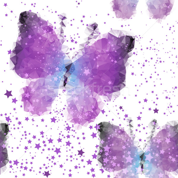 [[stock_photo]]: Printemps · blanche · modèle · violette · papillons