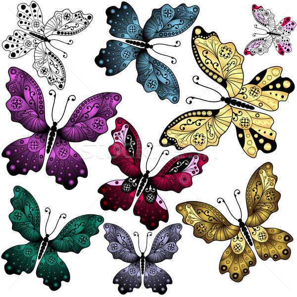 Ingesteld abstract vlinders collectie kleurrijk witte Stockfoto © OlgaDrozd