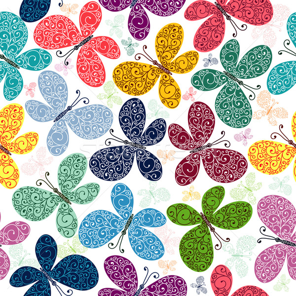 Schmetterlinge Vektor weiß Muster Stock foto © OlgaDrozd