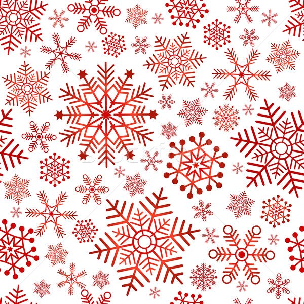 Sem costura teste padrão do natal vermelho clássico flocos de neve vetor Foto stock © OlgaDrozd