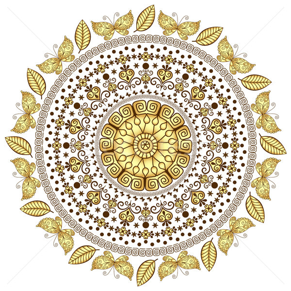 Goud patroon vintage witte vector bloem Stockfoto © OlgaDrozd