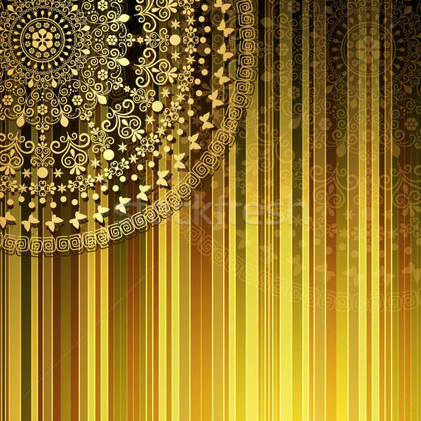 Gestreift Muster Fragment Mandala Gold Vektor Stock foto © OlgaDrozd