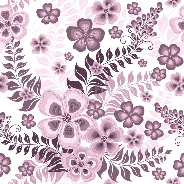 Foto stock: Sem · costura · rosa · padrão · branco · flores