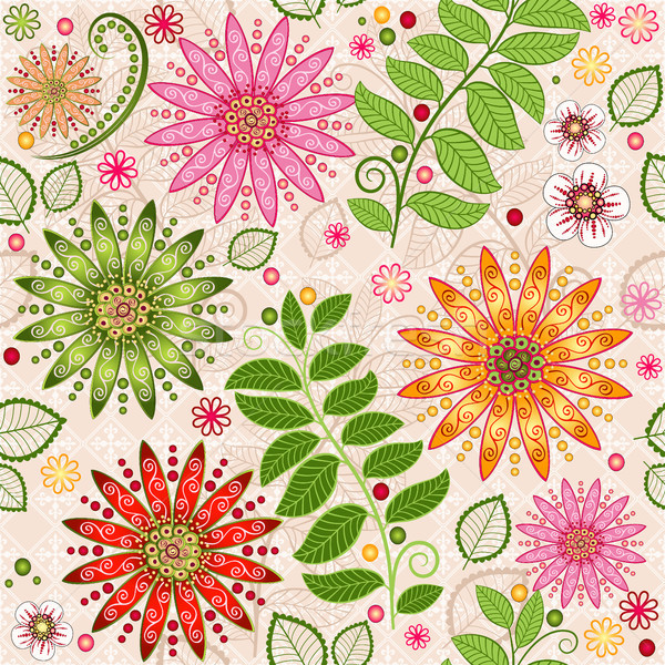 Voorjaar kleurrijk naadloos patroon levendig Stockfoto © OlgaDrozd
