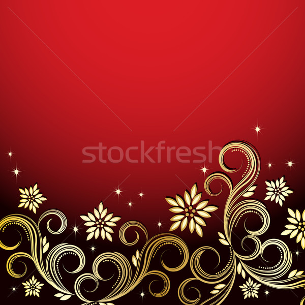 Vintage floral background Red and Gold Stock photo © OlgaYakovenko