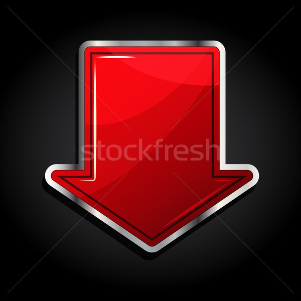 Stockfoto: Pijl · glanzend · downloaden · knop · icon · eps10