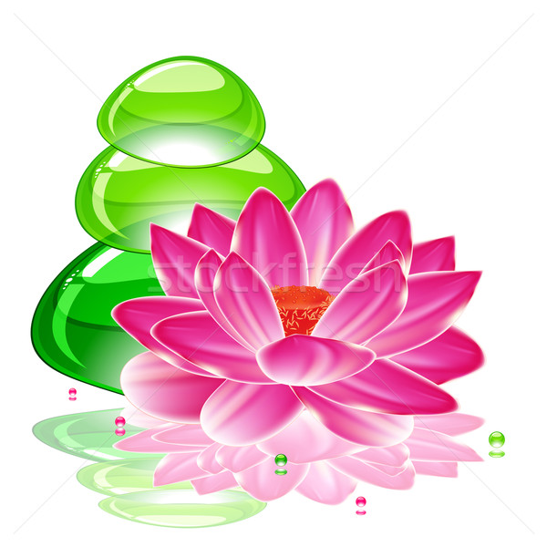 spa background with a lotus flower and transparent green stones. Stock photo © OlgaYakovenko