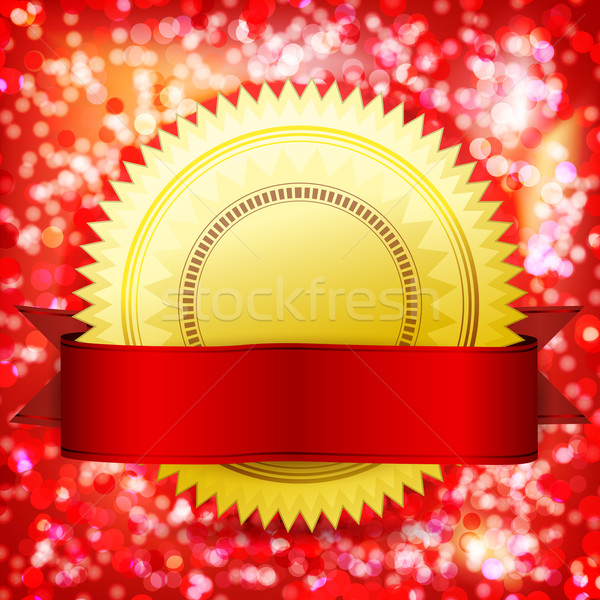 Template guarantee certificate. Vector golden label and red tape Stock photo © OlgaYakovenko