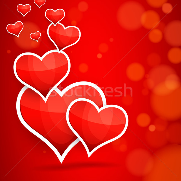 Abstract vector background. Multilayer hearts with a wide white  Stock photo © OlgaYakovenko